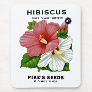 Hibiscus Vintage Seed Packet Mouse Pad