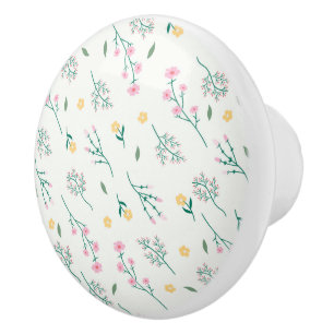 Hibiscus Watercolor Botanical Blooming Seamless Ceramic Knob