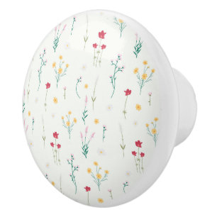 Hibiscus Watercolor Botanical Blooming Seamless Ceramic Knob