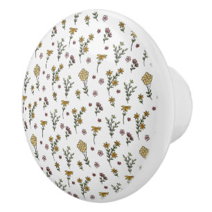 Hibiscus Watercolor Botanical Blooming Seamless Ceramic Knob