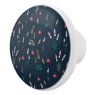 Hibiscus Watercolor Botanical Blooming Seamless Ceramic Knob
