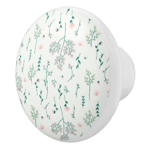 Hibiscus Watercolor Botanical Blooming Seamless Ceramic Knob