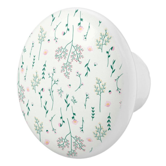 Hibiscus Watercolor Botanical Blooming Seamless Ceramic Knob (Right)