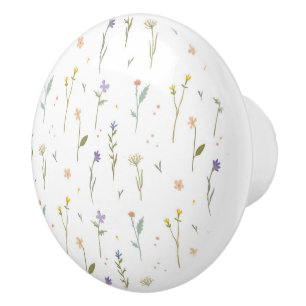Hibiscus Watercolor Botanical Blooming Seamless Ceramic Knob
