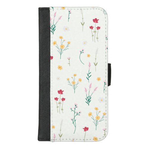 Hibiscus Watercolor Botanical Blooming Seamless iPhone 87 Plus Wallet Case