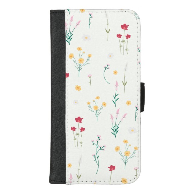 Hibiscus Watercolor Botanical Blooming Seamless iPhone Wallet Case (Front)