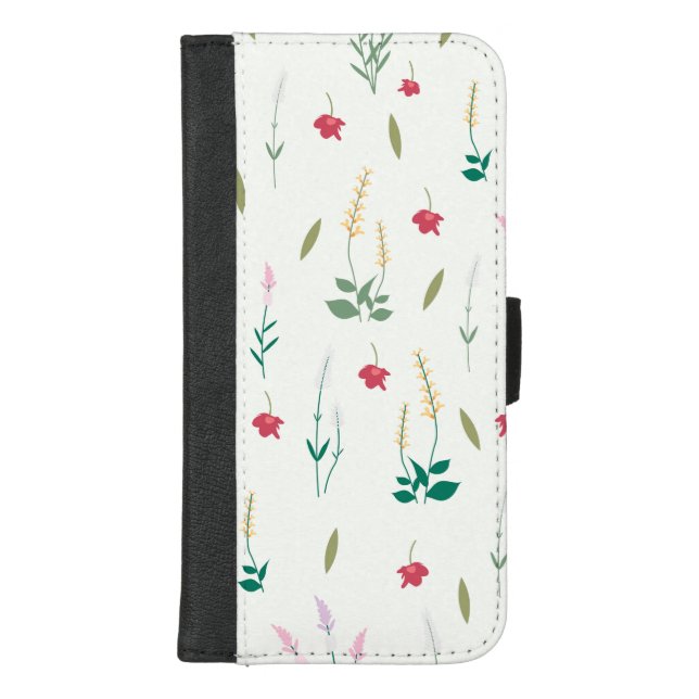 Hibiscus Watercolor Botanical Blooming Seamless iPhone Wallet Case (Front)