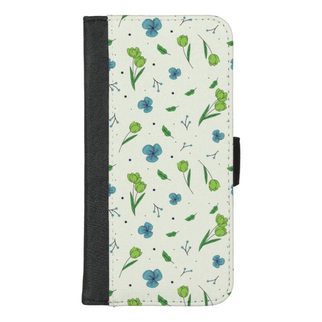 Hibiscus Watercolor Botanical Blooming Seamless iPhone Wallet Case (Front)