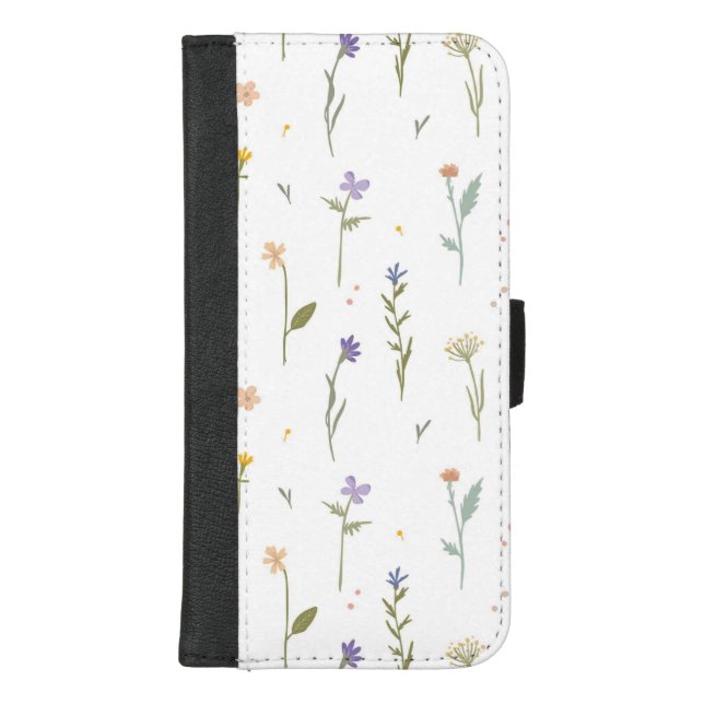Hibiscus Watercolor Botanical Blooming Seamless iPhone Wallet Case (Front)