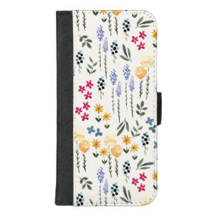 Hibiscus Watercolor Botanical Blooming Seamless iPhone 8/7 Plus Wallet Case