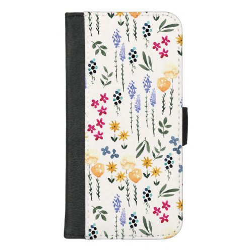 Hibiscus Watercolor Botanical Blooming Seamless iPhone 87 Plus Wallet Case