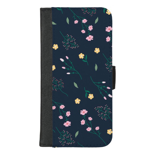 Hibiscus Watercolor Botanical Blooming Seamless iPhone Wallet Case (Front)