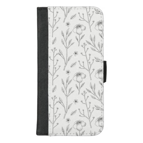 Hibiscus Watercolor Botanical Blooming Seamless iPhone 87 Plus Wallet Case