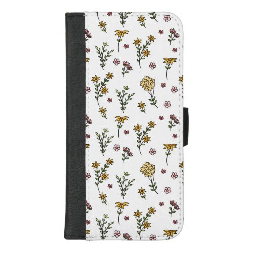 Hibiscus Watercolor Botanical Blooming Seamless iPhone 87 Plus Wallet Case