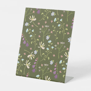 Hibiscus Watercolor Botanical Blooming Seamless Pedestal Sign