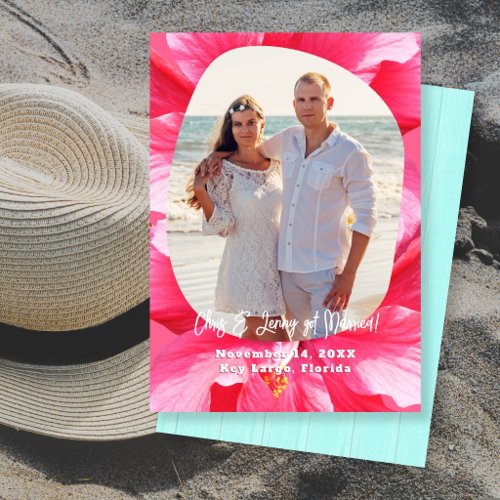 Hibiscus We Got Married Photo Announcement