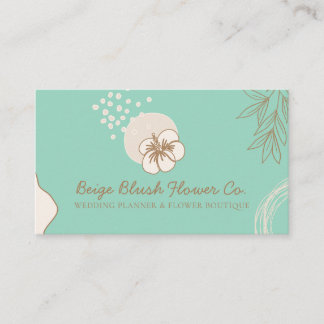Hibiscus Wedding Calligraphy Flower green Business Card