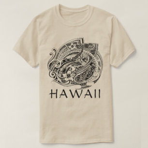 HIBISICUS POLYNESIAN TRIBAL HAWAII Blk T-Shirt