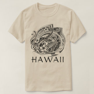 HIBISICUS POLYNESIAN TRIBAL HAWAII Blk T-Shirt