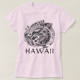 HIBISICUS POLYNESIAN TRIBAL HAWAII Blk T-Shirt