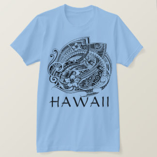 HIBISICUS POLYNESIAN TRIBAL HAWAII Blk T-Shirt