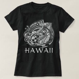 HIBISICUS POLYNESIAN TRIBAL HAWAII Wht T-Shirt