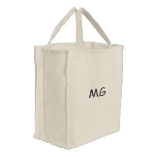 hic Custom Monogram Pattern Embroidered Tote Bag