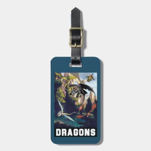 Hiccup and Dragons Flying Over Island Forest Luggage Tag
