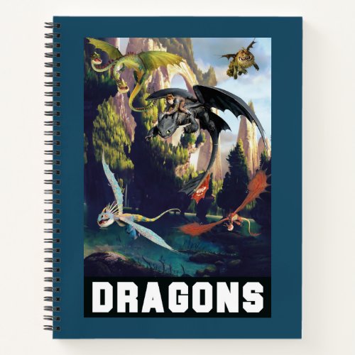 Hiccup and Dragons Flying Over Island Forest Notebook