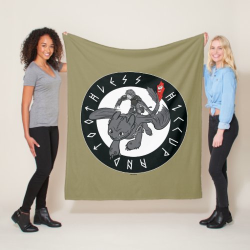 Hiccup And Toothless Runic Icon Fleece Blanket
