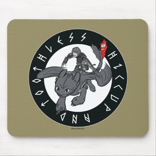 Hiccup And Toothless Runic Icon Mouse Pad