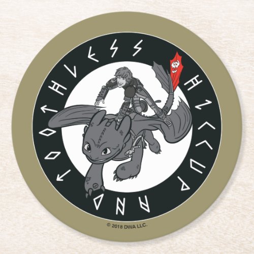 Hiccup And Toothless Runic Icon Round Paper Coaster