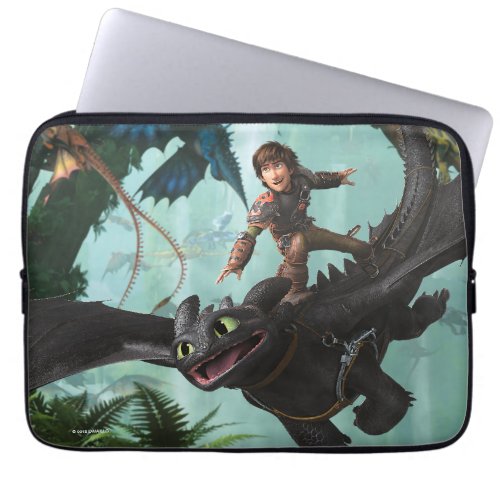 Hiccup Riding Toothless Dragon Rider Scene Laptop Sleeve