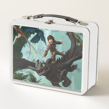 Hiccup Riding Toothless "dragon Rider" Scene Metal Lunch Box by howtotrainyourdragon at Zazzle