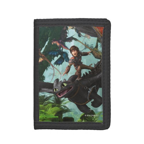 Hiccup Riding Toothless Dragon Rider Scene Trifold Wallet