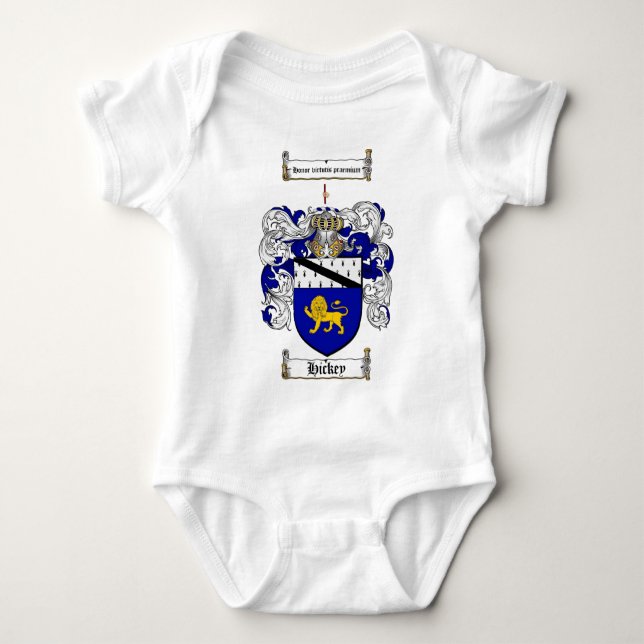 HICKEY FAMILY CREST -  HICKEY COAT OF ARMS BABY BODYSUIT (Front)