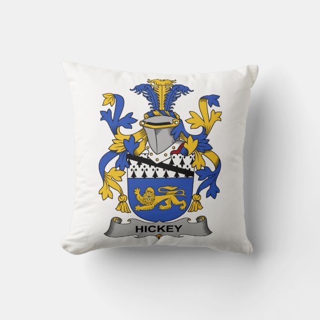 Hickey Family Crest Throw Pillow (Front)