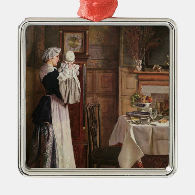 Hickory, Dickory, Dock Metal Ornament (Front)