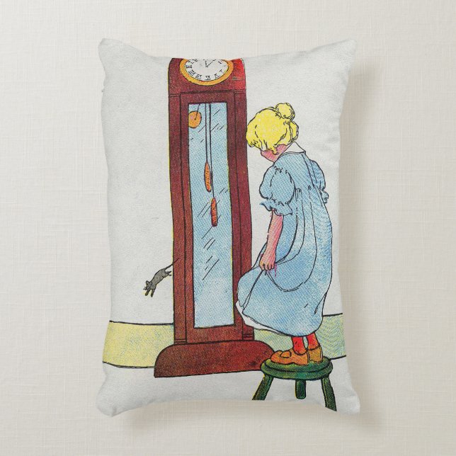 Hickory, Dickory, Dock Mother Goose Nursery Rhyme Accent Pillow (Front(Vertical))