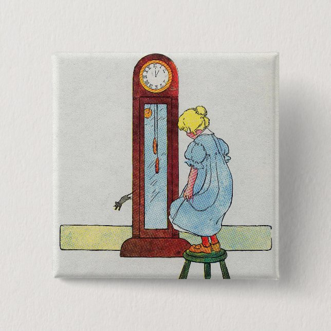 Hickory, Dickory, Dock Mother Goose Nursery Rhyme Button (Front)