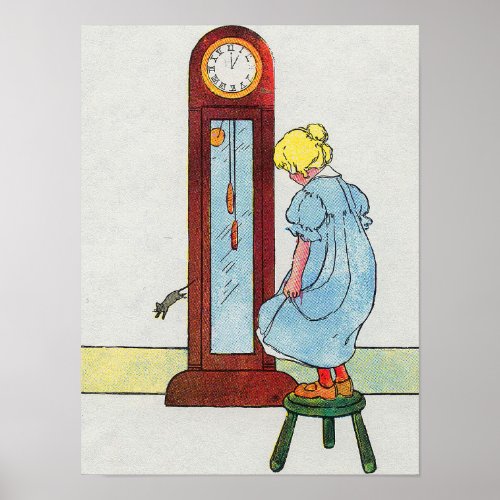 Hickory Dickory Dock Mother Goose Nursery Rhyme Poster