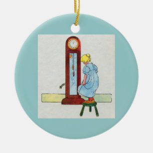 Hickory, dickory, dock! The mouse ran up the clock Ceramic Ornament