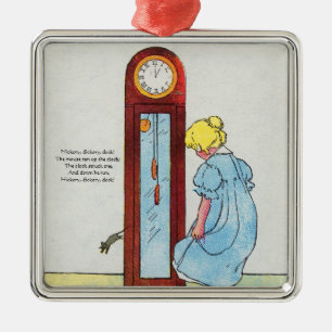 Hickory, dickory, dock! The mouse ran up the clock Metal Ornament