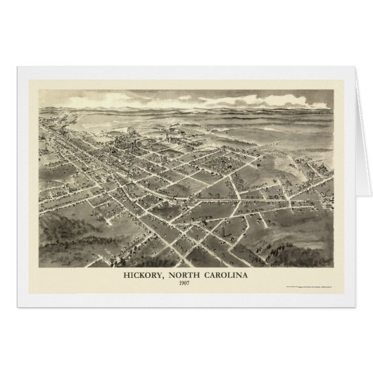 Hickory, NC Panoramic Map - 1907 Cards (Front Horizontal)