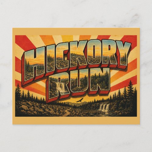 Hickory Run PA Boulder Field Waterfall Forest Art Postcard