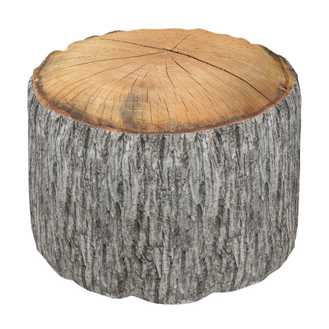 Hickory stump log pouf (Angled Front)