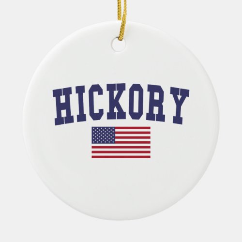 Hickory US Flag Ceramic Ornament
