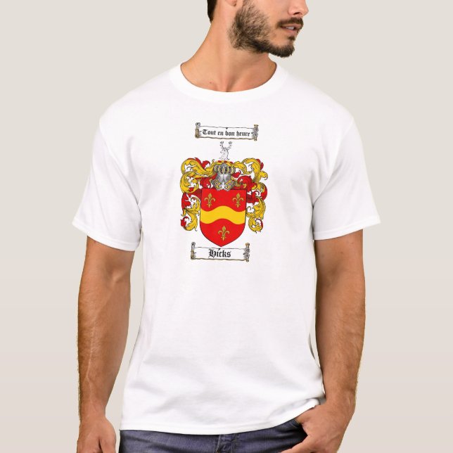 HICKS FAMILY CREST -  HICKS COAT OF ARMS T-Shirt (Front)