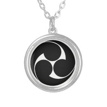 Hidari Mitsudomoe (without Ground) Silver Plated Necklace by garian at Zazzle