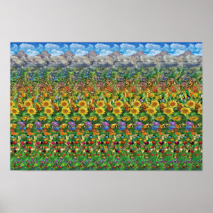 Hidden 3D Stereogram Poster - Butterfly Meadow